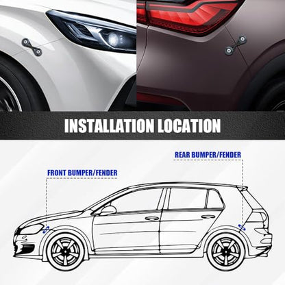 Universal Bumper Quick Release Kit, Front Rear Quick Release Bumper Clips, Bumper Fasteners Holders with Stainless Steel Screws Kit for Cars (2 Titanium Release Tabs and 12 Customized O-Rings)