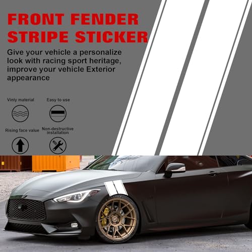 x xotic tech Fender Stripes Hash Marks KK Vinyl Decal Universal for Car Truck Sticker Racing Stripe 11"x23" (White) - color: White
