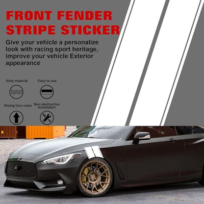 x xotic tech Fender Stripes Hash Marks KK Vinyl Decal Universal for Car Truck Sticker Racing Stripe 11"x23" (White) - color: White