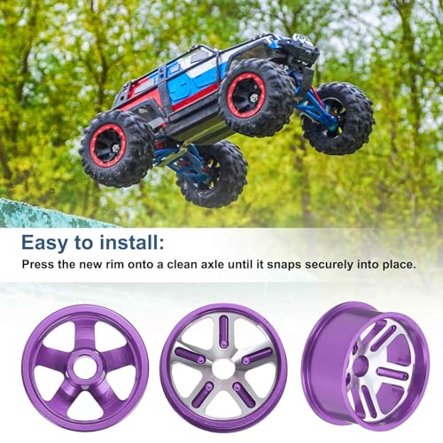 MECCANIXITY 4Pcs RC Car Wheel Rims, 20.5mm Dia 5-Spoke Purple Aluminum Alloy Wheel Rims Hex Hub for HSP RC Drift Racing Touring Car - color: Purple, size: 20.5mm Dia