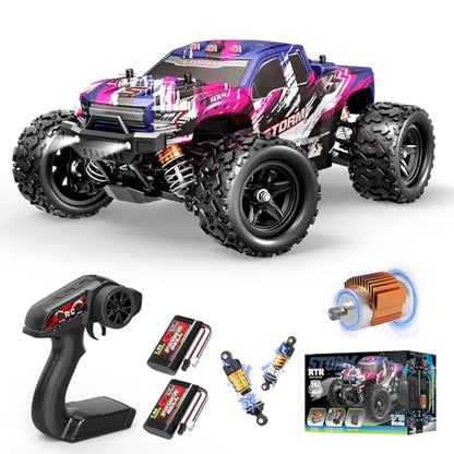 Pink Remote Control Car for Girls, Fast rc Cars for Girls 1:18 Scale Monster Truck with 40+ KM/H Speed 4WD Off-Road RC Truck, Dual Rechargeable Batteries, toys for 8 9 10 11 12 year old girl gifts - color: Pink