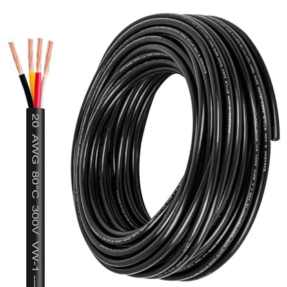 20 Gauge Wire 4 Conductor,20 AWG Electrical Wire Stranded PVC Cord Oxygen-Free Copper Cable,26FT 4 Core Pure Copper Flexible Cable Wire for LED Lamp Lighting Strips Automotive (20AWG-4C, 26FT)… - size: 26FT, style: 20AWG-4C