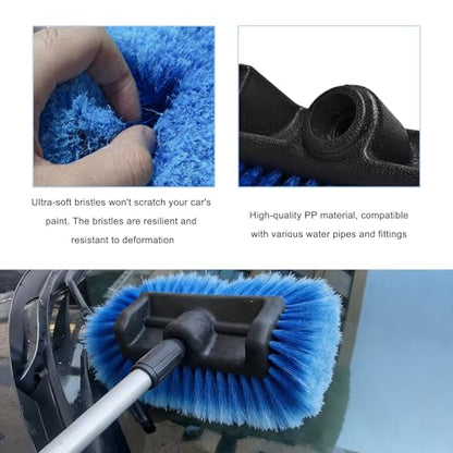 10.2" Car Wash Brush Head with Soft Bristle, Flow Through Auto Exterior Cleaning Brushes Equipment, Heavy Duty Detailing Brush Head for RV Truck Boat Camper (Blue) - color: Blue