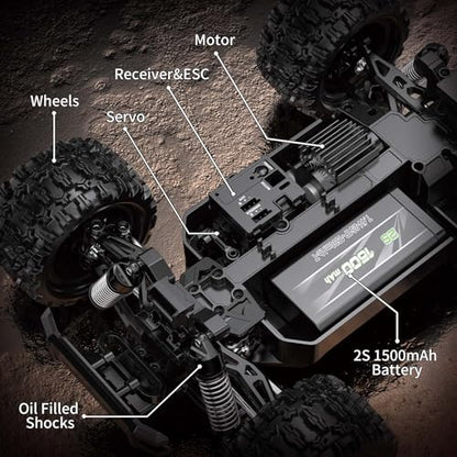 JT18W 1/18 Scale Fast RC Cars for Adults, High Speed 35KMH 4WD with 2.4 GHz,Hobby RC Trucks Monster Remote Control Truck Off Road,All Terrain RTR Remote Control Car with 2 Bettery