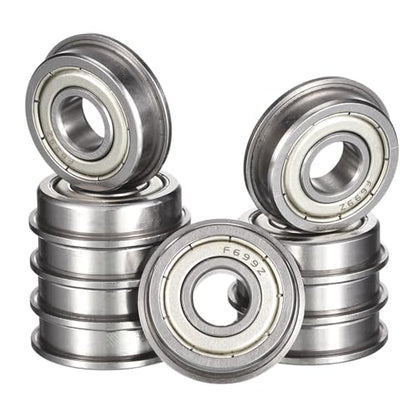 F699ZZ Flanged Ball Bearing, ID 9mm x OD 20mm x Width 6mm Miniature Bearings, Double Metal Shielded Deep Groove Bearings, Pre-Lubricated (GCr15) Chrome Steel 10pcs - size: F699ZZ 9mmx20mmx6mm