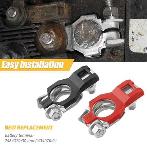 Car Battery Terminal Connector, 1 Pair Top Post Battery Cable Terminal Clamp Set with 2PCS Washers, Positive Negative Auto Cable Post Adapter, Compatible with Automobile Truck RV (Red/Black) - color: Red/Black, size: 1Pair
