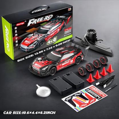 Remote Control Car RC Drift Car 1:16 Scale 4WD RC Vehicle with LED Lights 2.4GHz 30km/h RTR High Speed Racing Sport Toy for Adults Boys Girls Kids Gift 2Pcs Rechargeable Battery