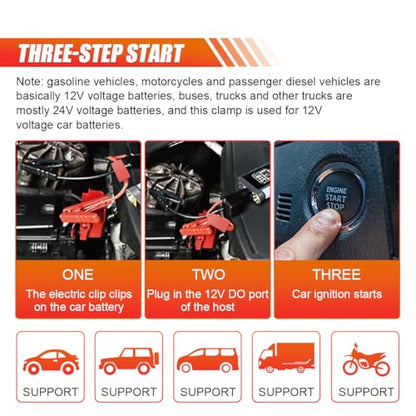EC5 Car Emergency Jumper Starter Cable, Portable Car Booster Cable Replacement with Battery Clamp, 12V 10AWG Alligator Clip, Mini Jumper Cables Connector