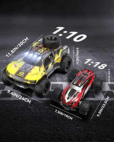 DEERC 9201E 1:10 RC Truck for Adults & Boys, 48 KPH 4WD Short Course RC Car | Functional Spare Tire, LED Lights, Metal Dog Bone, 2 Batteries, 40 Min, Hobby Grade All Terrain Remote Control Truck