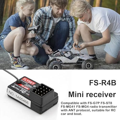 Flysky FS-R4B Receiver 2.4GHz 4CH ANT for RC Car/Boat | ANT Protocol with 4 PWM Channels. Single Antenna for Stable Signal. Real‑time Data Transmission for FS‑G7P & FS‑ST8