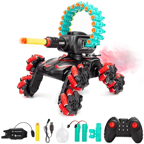 RC Stunt Remote Control Car,Fits for Nerf,Cars for Kids,RC Crawlers,Stunt Remote Control Car Tank for Boys, RC Cars for Kids,360°Battle Tanks,for Boys Ages 8-12 Gift(red-2.0)