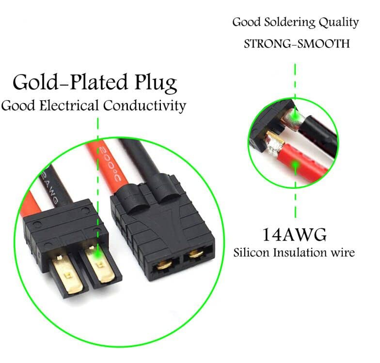 5 Pairs T Plug Connector Female and Male with 14AWG Silicon Wire | for RC Lipo Battery Cable Drone,RC Airplane Quadcopter Car Boat Lipo Battery connectors - size: T cable