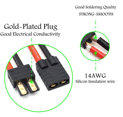 5 Pairs T Plug Connector Female and Male with 14AWG Silicon Wire | for RC Lipo Battery Cable Drone,RC Airplane Quadcopter Car Boat Lipo Battery connectors - size: T cable