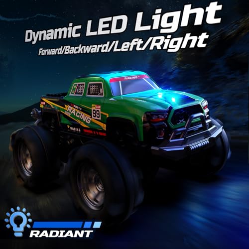 DEERC BG028 Amphibious RC Monster Truck/Boat, IPX7 Waterproof Remote Control Car W/Gesture Sensing Control, 2.4GHz 4WD RC Car W/ 360°Rotation,Flowing Light,40mins Play RC Truck Toys for Kids Boys