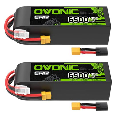 OVONIC 4S LiPo Battery 6500mAh 14.8V 130C RC Battery with XT60 to TRA Connector