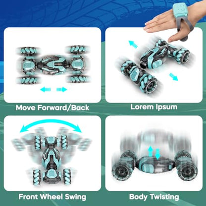 ZMMB Gesture Sensing RC Stunt Car - Best Gifts for Boys 6-12 Year Old 360° Rotating 4WD Remote Control Transform Hand Controlled Car Birthday Presents for Kids Age 7 8 9 10 11 yr - color: Rc Stunt Car