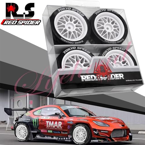 Lifehead 65mm RC On-Road Rally Car Tires and Wheels for 1/10 RC On-Road Touring Drift Car HSP 94123 Tamiya XV01 TT01 TT02 HPI Kyosho FAZER MK2 TRAXXAS 4-TEC 2.0/12mm Hex - color: White