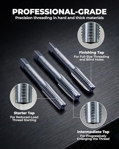 toolant 32-Piece Metric Tap and Die Set | M12 and smaller metric range, taps and round dies, thread cutting and repair, mechanic, mold and marine use - size: 32pcs