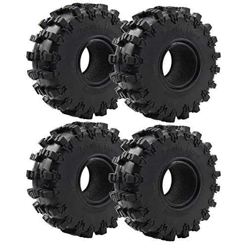 4Pcs ShareGoo Rubber 2.2" Crawler Mud Terrain Tires Super Grip Soft Tyre OD 148mm Compatible with Axial SCX10 90047 D90 TF2 Tamiya CC01 Traxxas TRX4 1/10 RC Rock Crawler Rims Beadlock