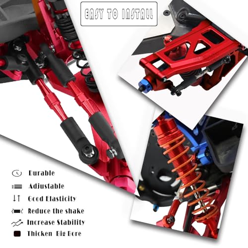 hosupRC Upgrades for 1/10 Rustler/Stampede/Slash 4WD,Drive Shaft CVD&RC Shock&Turnbuckles Camber Links&A Arm&Caster Block,Steering Blocks,Rear Stub Axle Carriers&Steering Bellcranks&Hex Hub,Red - color: Red/D9-Set