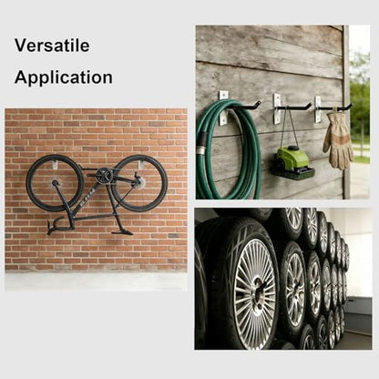 Sinoer 10 Inch Wall Mount Steel Tire Hooks,4 Pack Black | Heavy duty anti-slip hooks for tires, wheels, ladders & bikes; comes with mounting screws and anchors for garage storage