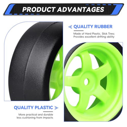 1/10 RC Drift Tires and Wheels 12mm Hex Hard Tyre for RC Drifting Car, Also Fit 1/12 1/14 1/16 Scale Models, Set of 4