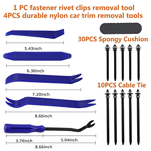 Car Push Retainer Clips 1045PCS Auto Fasteners Assortment-30 Most Popular Sizes Nylon Bumper Fender Rivets with 10 Cable Ties and Blue Fastener Remover for Ford GM Toyota Honda Chrysler Benz Nissan - size: Car Clips 1045PCS-Blue