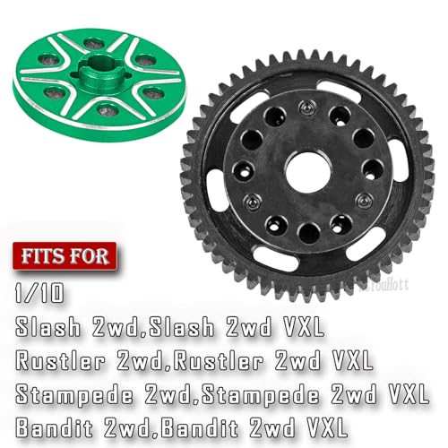 RCMYou RC 52T Slipper Clutch (0.8Mod) Transmission Gears Spur Gear Upgrades Part for 1/10 Slash 2wd VXL/Rustler 2wd VXL/Stampede 2wd VXL/Bandit 2wd VXL,Green - color: Green - (Upgrades)
