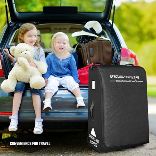 RAYMACE Padded Stroller Travel Bag for Airplane with Wheels | Stroller Gate check bag Fits UPPAbaby Vista V2, Cruz V2(Remove Rear Wheels), Travel Safe Protection Bag, Patterned Design