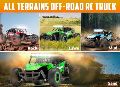 RACENT Remote Control Cars for Adults - 1:16 Scale 20kph Fast RC Truck All Terrain Off-Road Monster Truck for Adults with 2 Rechargeable Batteries (Green) - color: Green