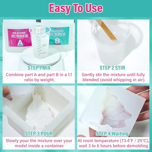 0A Liquid Silicone Mold Making Kit 66oz, Platinum Cure Rubber | Flexible Rubber for Resin Casting, 3D Candle, Soap & Food Molds, Safe & Non Toxic, 4H Fast Curing, High Tear Strength - size: 66oz