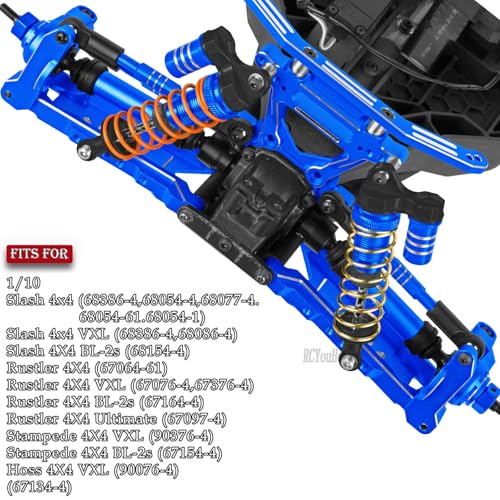 RC Upgrades Part for 1/10 Slash/Rustler/Stampede/Hoss 4x4 4WD VXL,Arm/Shocks/Caster Block,Steering Blocks,Stub Axle Carriers,Steering Bellcranks/Drive Shaft,Shock Tower/Links,Navy Blue - color: Navy Blue-(for 1/10）