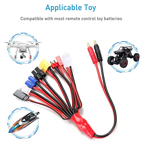 RC Connector 8 in 1 Octopus Convert Cable to 4.0mm Banana Plug Lead Cable | With TRX, T-Plug, Futaba, Tamiya Mini, XT60, EC3, JST, Tamiya, for RC Lipo Battery Charger