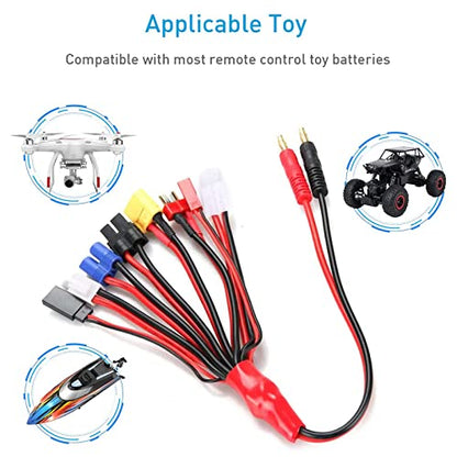 RC Connector 8 in 1 Octopus Convert Cable to 4.0mm Banana Plug Lead Cable | With TRX, T-Plug, Futaba, Tamiya Mini, XT60, EC3, JST, Tamiya, for RC Lipo Battery Charger