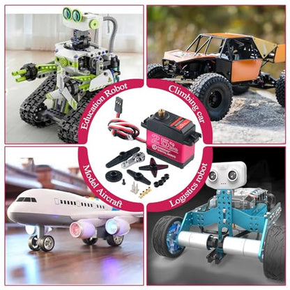 4PCS DS3225 25KG Digital Rc Servo, High Torque Waterproof Full Metal Gear RC DS Servo Motor with 25T Servo Arm for Baja Car Robotic Arm 1/8 1/10 1/12 Crawler Truck Boat (Angle 270 Degree)