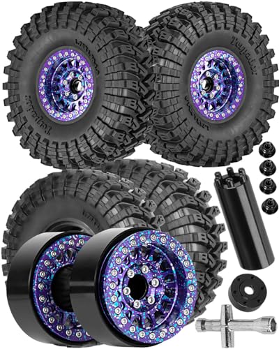 1.9 Dually Beadlock RC Wheel RC Tires for 1/10 SCX10 90046 AXI03007 TRX4 TRX6 VS4-10 Gen7 Gen8 MST CFX D90,Aluminum 1.9" Wheel Hub Rim RC Truck Tires 4pcs w/Adjustable Offset 4PCS Colour - color: Colour/Rc Wheel