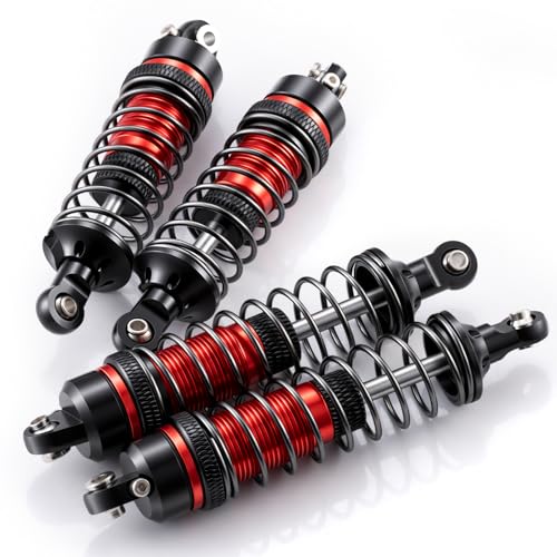 4PCS Full Aluminum RC Car Oil Shock Absorber Front & Rear Shock Absorber Damper Assembled Set Compatible with 1/10 Team Associated RB10 RC Off Road Car Upgrades (Black) - color: Black