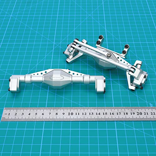 RCAWD Front & Rear Axle Housing Without Gears, Rear & Steering Axle Assembled Upgrades for 1/18 Axial UTB18 Capra Trail Buggy Crawlers Aluminum Parts AXI218001 Silver - color: Silver