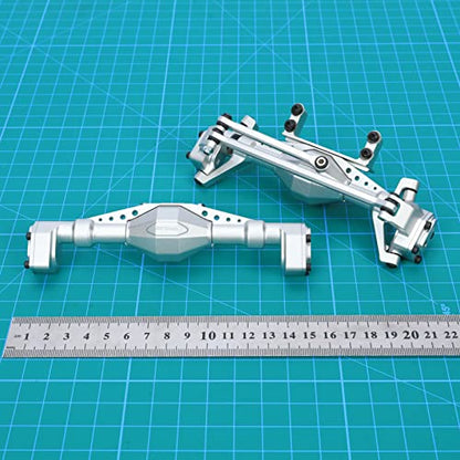 RCAWD Front & Rear Axle Housing Without Gears, Rear & Steering Axle Assembled Upgrades for 1/18 Axial UTB18 Capra Trail Buggy Crawlers Aluminum Parts AXI218001 Silver - color: Silver