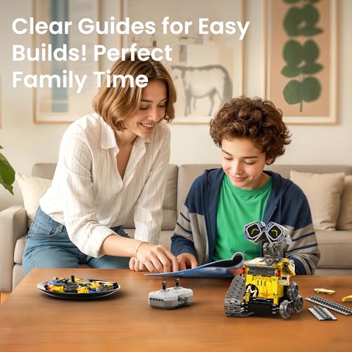 Sillbird Robot Building Kit with Remote Control STEM Gift for Boys Age 8-14 | Coding Robotic Toy, Birthday Presents for Kids, App-Controlled, Buildable 5in1 Models, LED Eyes & Sounds, 473 Pieces - color: Yellow