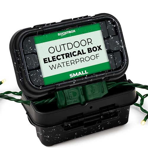 Sockitbox Original Outdoor Electric Box Waterproof - Small Outdoor Extention Cord Cover with 6 Cable Entry Waterproof Enclosure for Power Strips, Plugs, Timers, Lights - Black - color: Black, size: Small
