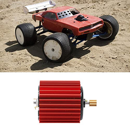 2 Speed 370 Brushed Motor, RC Brush Motor Metal Gear, Heat Dissipation High Speed High Efficiency RC Brush Motor Metal Gear with Heat Sink for WPL RC Car (Red)