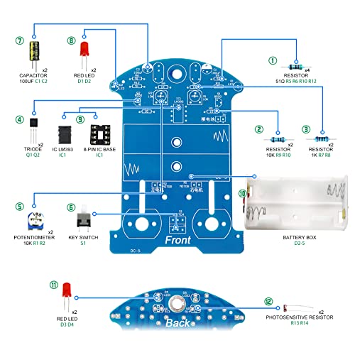Soldering Practice Kit DIY D2-5 Tracking Car Plug-in Circuit Kit Learn Soldering Kit for Beginners - style: DJJ004