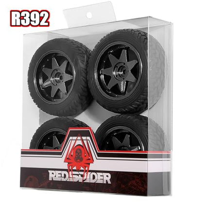 REDSPIDER 1/10 RC Rally Car Tyres 12mm Hex Hub Rubber Tires & Aluminium Wheel Rims OD 75mm/2.95'' for 1/16 1/14 1/12 1/10 RC Touring Car On-Road Off Road Buggy (Black) - color: Black
