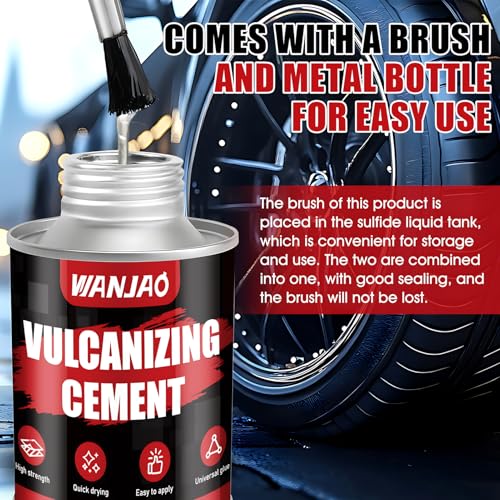 250ML Rubber Cement Tire Repair Strong Adhesion Waterproof | Rubber Cement Glue With Brush Fast Curing Easy to Use and Flexible Repair for Automotive Industrial Home Repairs