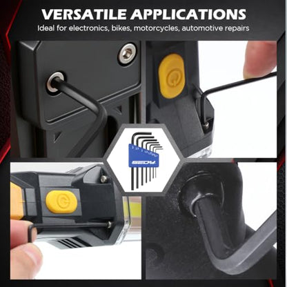 SEDY 7-Piece Mini Hex Key Metric Set, L Shape Allen Wrench, 0.7mm, 0.9mm, 1.27mm, 1.5mm, 2mm, 2.5mm, 3mm, Cr-V - style: 7-Piece Mini Metric Hex Key Set