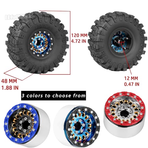 1.9 Brass Wheel Tires for 1/10 SCX10 SCX10 II 90046 SCX10 III AXI03007 SCX10 Pro TRX4 TRX6 Gen7/8 D90 VS4-10 MST CFX RC Crawler Car,1.9 Brass&Aluminum RC Off Road Wheels and Tires,Colorful - color: Colorful - (4pcs Wheel Tires)