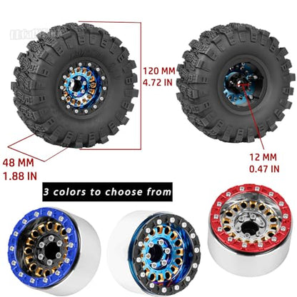 1.9 Brass Wheel Tires for 1/10 SCX10 SCX10 II 90046 SCX10 III AXI03007 SCX10 Pro TRX4 TRX6 Gen7/8 D90 VS4-10 MST CFX RC Crawler Car,1.9 Brass&Aluminum RC Off Road Wheel and Tires,BlackGold - color: Blackgold - (4pcs Wheel Tires)