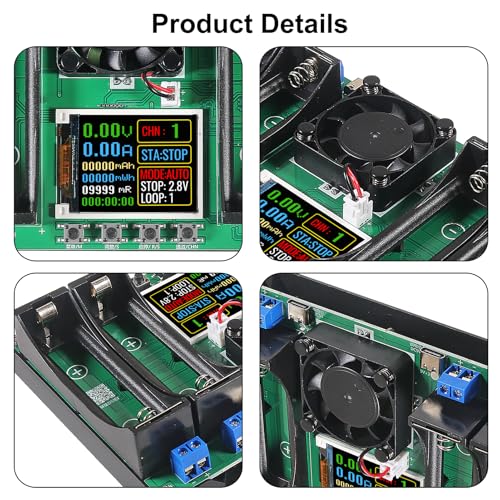 2pcs Type-C 18650 Lithium Battery 4 Channel Capacity Tester Module MAh MWh Digital Battery Power Detector Module 18650 Tester Type-C