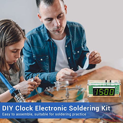 MiOYOOW DIY Digital Clock Kit, 4-Digit Alarm Clock Soldering Practice Kit | Electronics Clock Kit with Adjustable Brightness & Temperature Display, DIY Soldering Project for School Learning, Daily Use - color: 4 Digit Multifunctional Clock Kit
